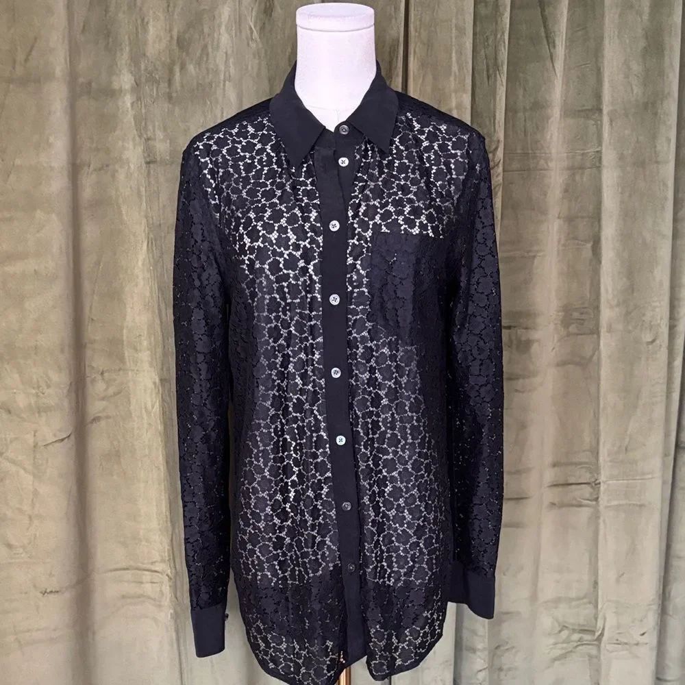 Equipment Black Lace Shirt, S